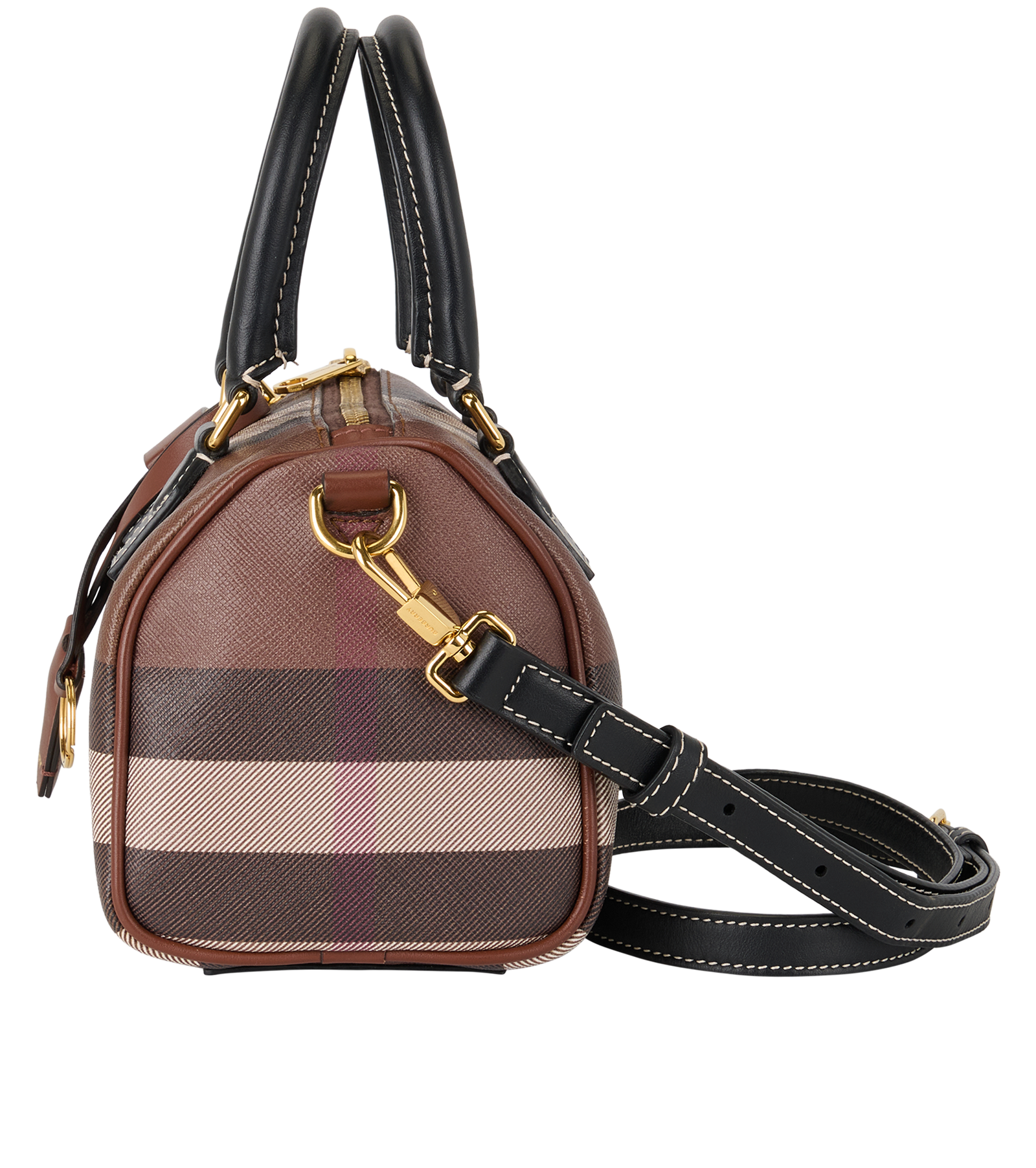 Check Mini Bowling Bag, &pound;350, Handbags, Brown, Canvas, Bottom view